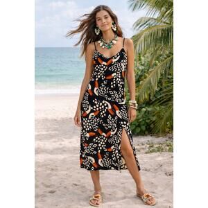 FARM Rio Tucano Velvet Midi Dress Toucan Vacation Resort Summer XL